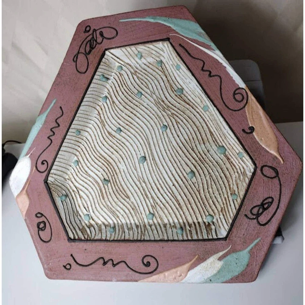 Unique Vintage Cunningham Pottery Plate with Abstract Design in Relief